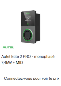 Autel Elite 2 Pro-monophasé 7,4kw+ MID