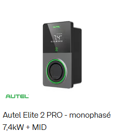 Autel Elite 2 Pro-monophasé 7,4kw+ MID